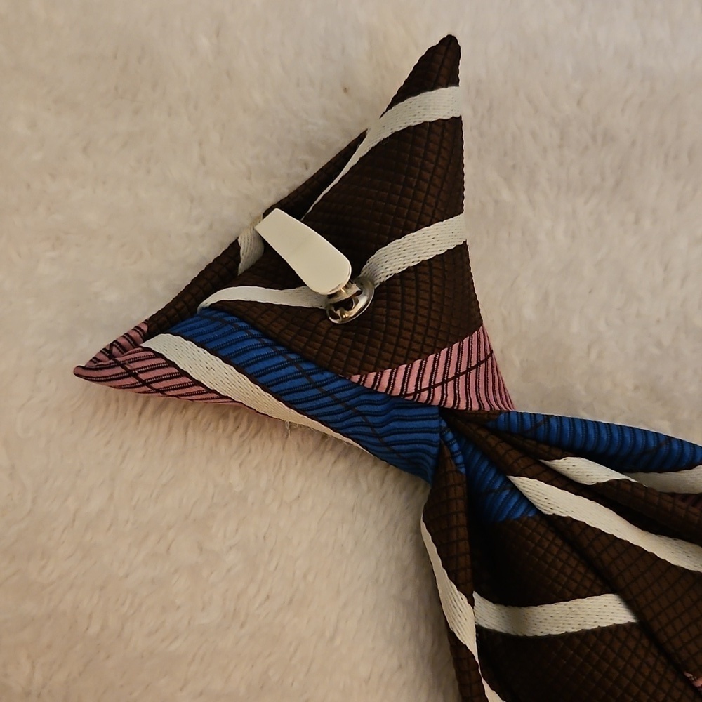 TOWNCRAFT 1960s Brown Multi-color Striped Clip-on Tie - Picture 5 of 7